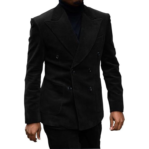 Amazon.com: Mens Double Breasted Corduroy Suit 2 Piece Blazer with
